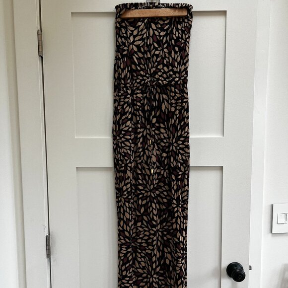 Lascana Bandeau Maxi Dress brown floral print  size 2 - Picture 2 of 6